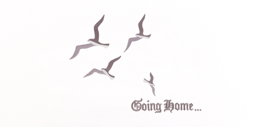Going Home NEW Birds Grey White Faux